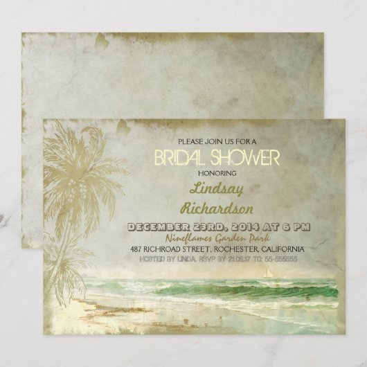 strand bruids douche uitnodigingen (Voorkant / Achterkant)