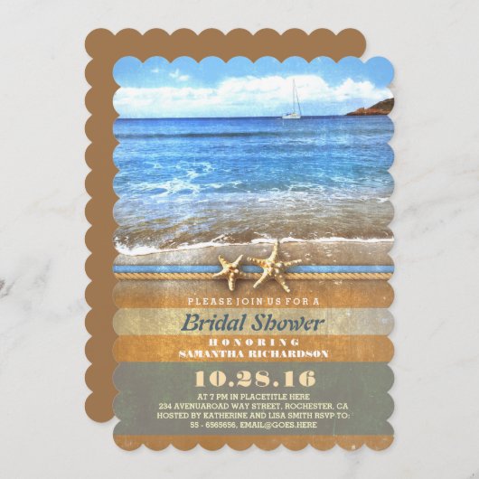  strand bruids douche uitnodigingen (Voorkant / Achterkant)