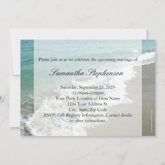 Strand bruids douche uitnodigingen, Aqua blauw/wit Kaart (Achterkant)