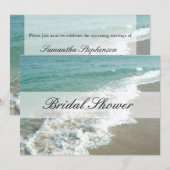 Strand bruids douche uitnodigingen, Aqua blauw/wit Kaart (Voorkant / Achterkant)