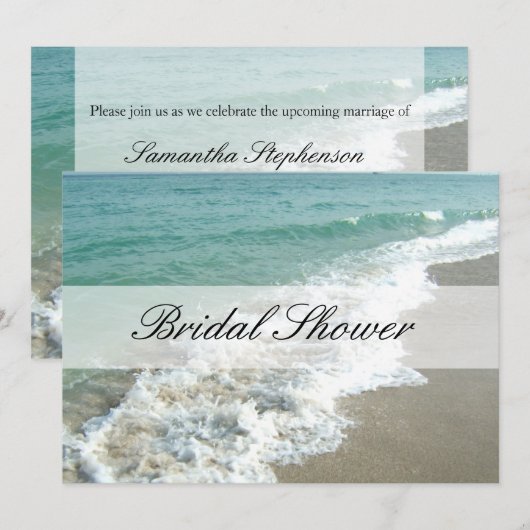Strand bruids douche uitnodigingen, Aqua blauw/wit Kaart (Voorkant / Achterkant)