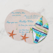 Strand Bruids Douche Uitnodigingen Blauwe Bikini (Voorkant / Achterkant)