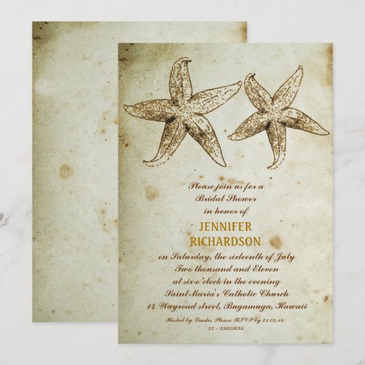 STRAND BRUIDSDOUCHE UITNODIGINGEN (Voorkant / Achterkant)