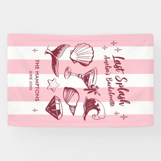 Strand Bruidsfeest Borrel Laatste Duik Zeemeermin Spandoek (Horizontaal)