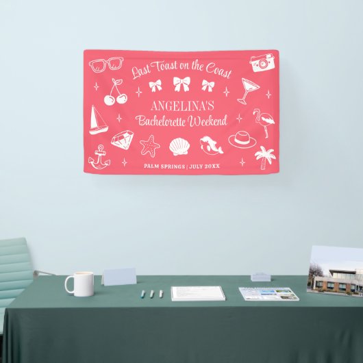 Strand Bruidsfeest Borrel Laatste Toast Koraal Roz Spandoek (Beurs)