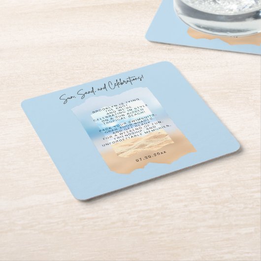 Strand Bruidsfeest Feestvieringen Kartonnen Onderzetters (Schuin)