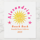 Strand Bruidsfeestje Boho Zon Wijn Etiket (Enkel label)