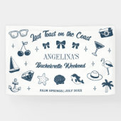 Strand Bruidsfeestje Laatste Toast Doodle Kunst Spandoek (Horizontaal)