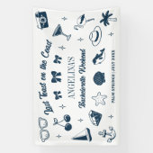 Strand Bruidsfeestje Laatste Toast Doodle Kunst Spandoek (Verticaal)