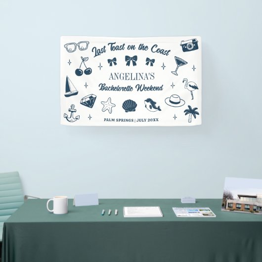 Strand Bruidsfeestje Laatste Toast Doodle Kunst Spandoek (Beurs)