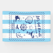 Strand Bruidsfeestje Laten we ondeugend zijn Retro Spandoek (Horizontaal)