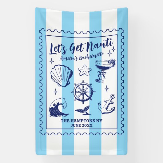 Strand Bruidsfeestje Laten we ondeugend zijn Retro Spandoek (Verticaal)