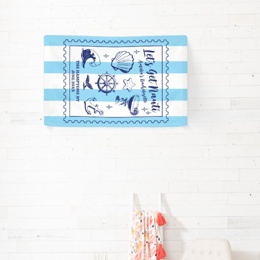 Strand Bruidsfeestje Laten we ondeugend zijn Retro Spandoek (Insitu)