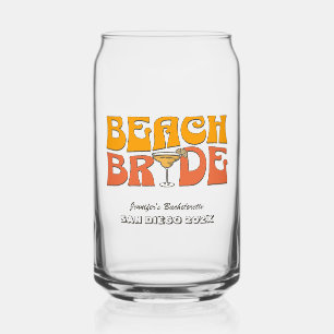 Strand Bruidsfeestje Retro Groovy Strand Bruid Blikvorm Glas