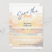 Strand Bruidsjurk Zonsondergang Kust Save The Date Kaart (Voorkant / Achterkant)