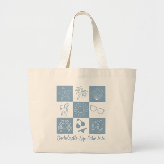 Strand Bruidsmeisje Blauw Grote Tote Bag (Voorkant)