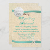 Strand Bruidsmeisje Kaart Trouwen onder de Bruidss (Voorkant / Achterkant)