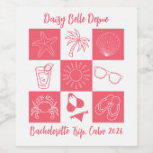 Strand Bruidsmeisje Koraal Wijn Etiket (Enkel label)