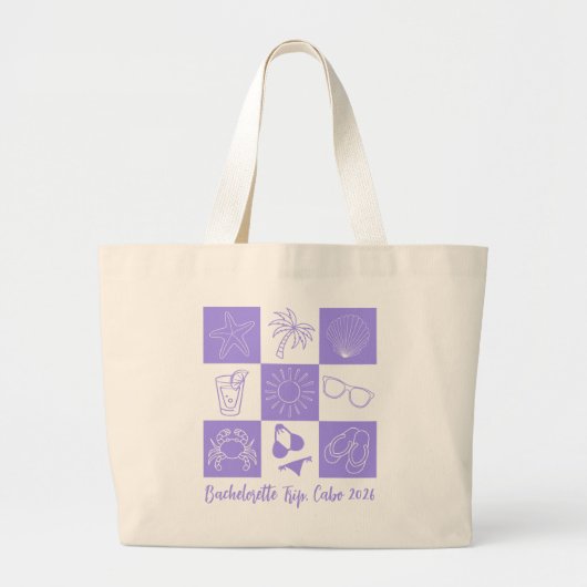 Strand Bruidsmeisje Paars Grote Tote Bag (Voorkant)