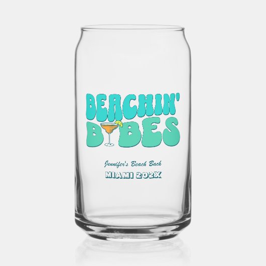 Strand Bruidsmeisjes Feest Groovy Strandende Meide Blikvorm Glas (Voorkant)