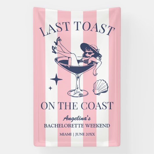 Strand Bruidsmeisjesfeest Laatste Toast Op De Kust Spandoek (Verticaal)