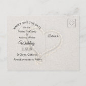 Strand Bruidspaar Zanderige Dollars Huwelijk Save  Aankondigingskaart (Achterkant)