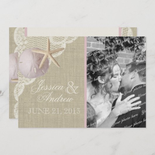  strand bruiloft aankondiging (Voorkant / Achterkant)