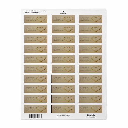 Strand bruiloft adres label (Full Sheet)