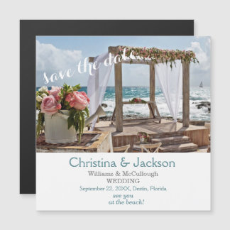 Strand Bruiloft Afbeelding Save the Date Wedding Magnetische Uitnodiging