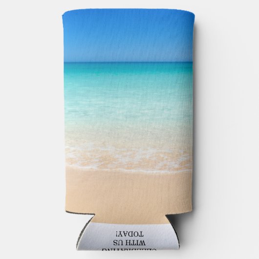 Strand bruiloft alles wat we nodig hebben is liefd seltzer blikjeskoeler (Achterkant)