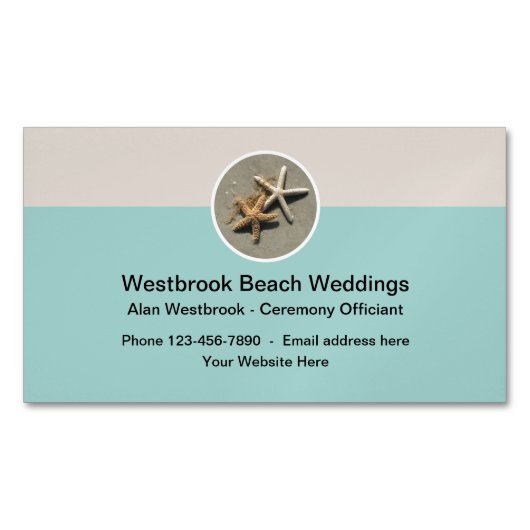 Strand bruiloft ambtenaar magnetisch visitekaartje (Voorkant)