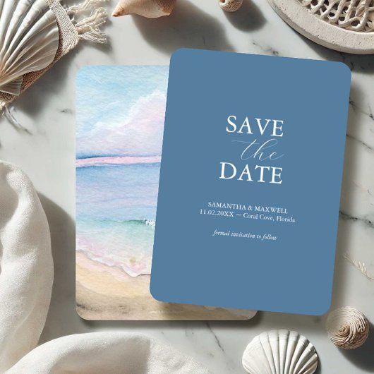 Strand Bruiloft Aquarel Save The Dates Date