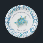 Strand Bruiloft Aquarel Zee Schildpad Bruidsmeisje Papieren Bordje<br><div class="desc">Vier het feest in stijl met deze gepersonaliseerde borden - perfect voor je strandbruiloft,  bruidsfeest of vrijgezellenfeest! Deze ontwerpen hebben een waterverf zeeschildpad in prachtige tinten blauw en turquoise,  en zijn geaccentueerd met een delicate koraalrand,  wat een charmante kustsfeer aan je onderwaterfeest geeft.</div>