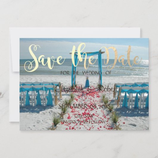 Strand Bruiloft Arbor Opslaan Datum Save The Date (Voorkant)