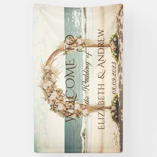 Strand Bruiloft Arbor Rosels Bruiloft Banner (Verticaal)