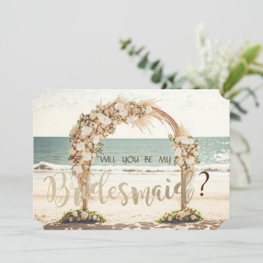 Strand bruiloft Arbor Rozen bruidsmeisje Kaart (Staand voorkant)