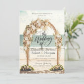 Strand Bruiloft Arbor Rozen Bruiloft Kaart (Staand voorkant)