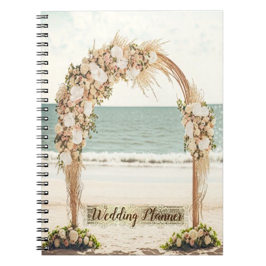 Strand Bruiloft Arbor Rozen Kant Notitieboek (Voorkant)
