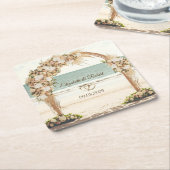 Strand Bruiloft Arbor Rozen Kartonnen Onderzetters (Schuin)