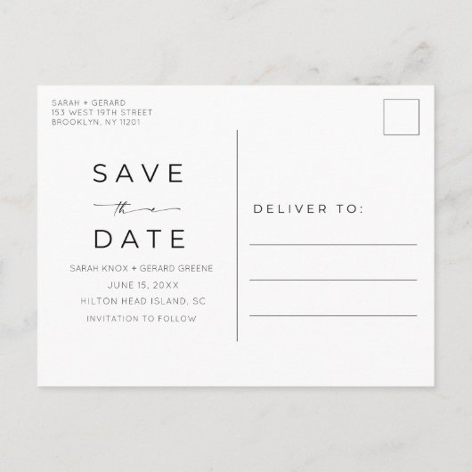 Strand Bruiloft Arch Foto Budget Save the Date Aankondigingskaart (Achterkant)