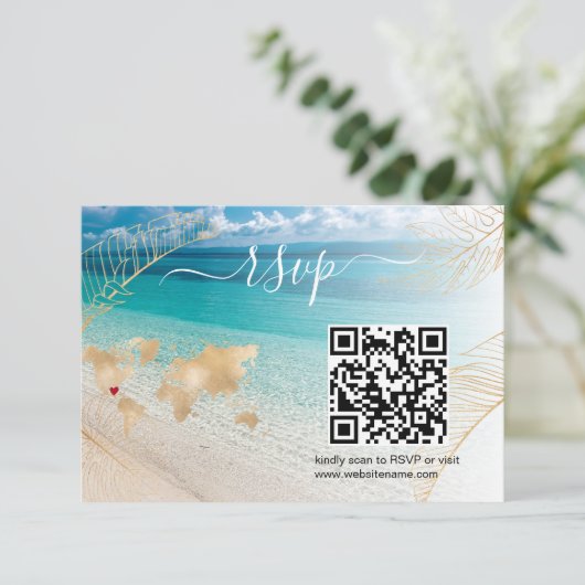 Strand Bruiloft Bestemming Paspoort Kaart QR Code (Staand voorkant)