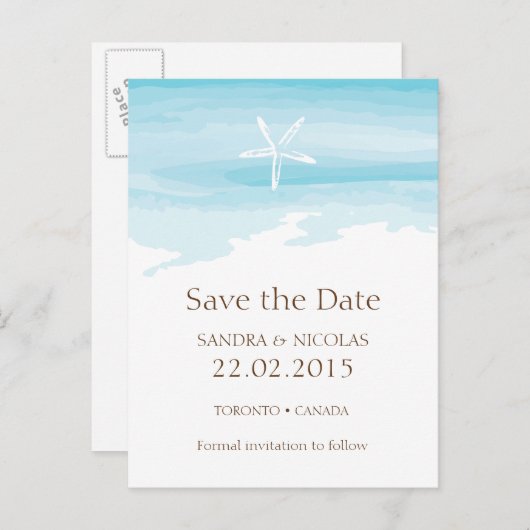 Strand Bruiloft Bewaar de datum ı Briefkaart (Voorkant / Achterkant)