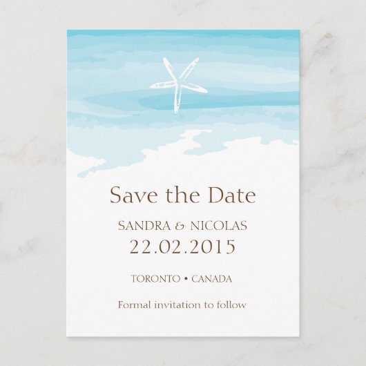 Strand Bruiloft Bewaar de datum ı Briefkaart (Voorkant)