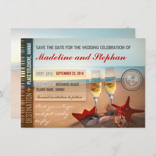 Strand bruiloft Bewaar de datum kaarten (Voorkant / Achterkant)