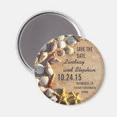 Strand bruiloft Bewaar de datum magneten met schel (Voorkant / Achterkant)