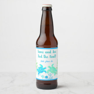 Strand Bruiloft Bier Fles Label Etiket