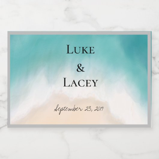 Strand bruiloft bier fles label voedselcontainer etiket (Enkel label)