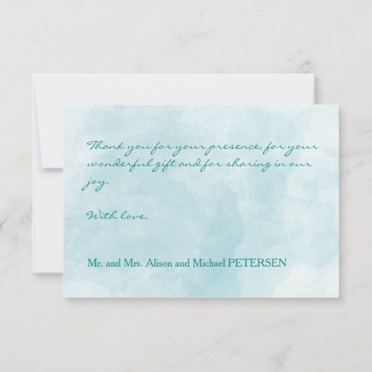 Strand bruiloft blauw roze tropische FOTO dank u Bedankkaart (Achterkant)