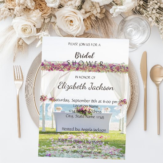 Strand Bruiloft Bloemen Bruidsfeest Kaart