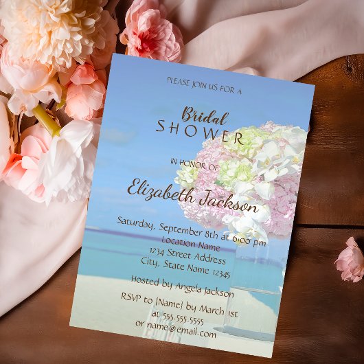 Strand Bruiloft Bloemen Bruidsfeest Kaart